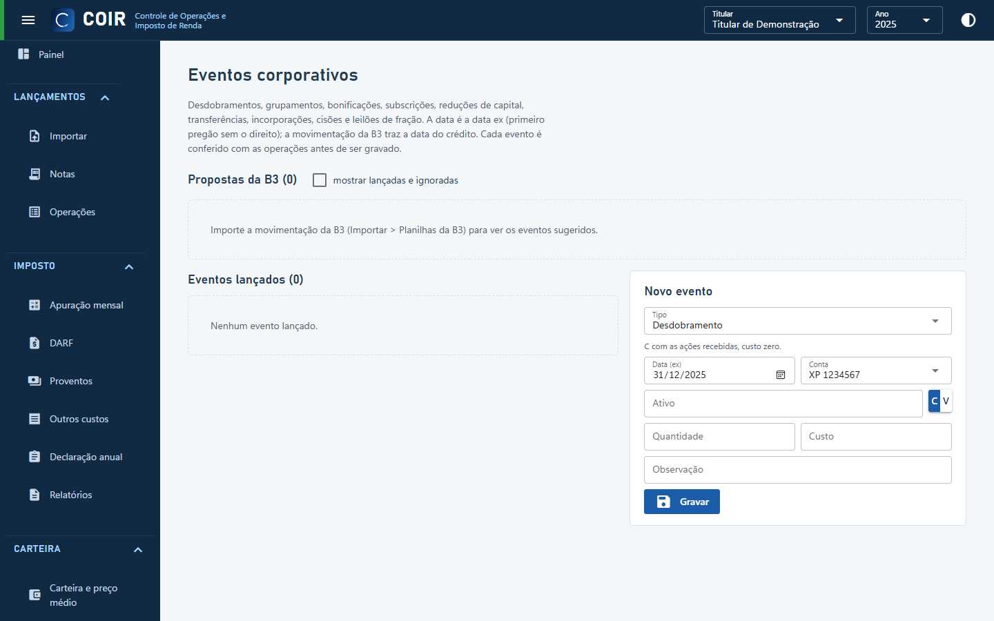 Eventos (banco de demonstração)